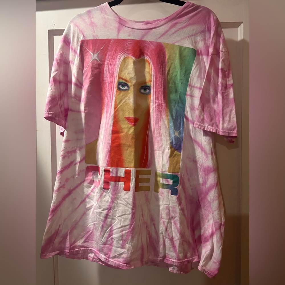 Pink Tie-Dye Cher Graphic T-Shirt